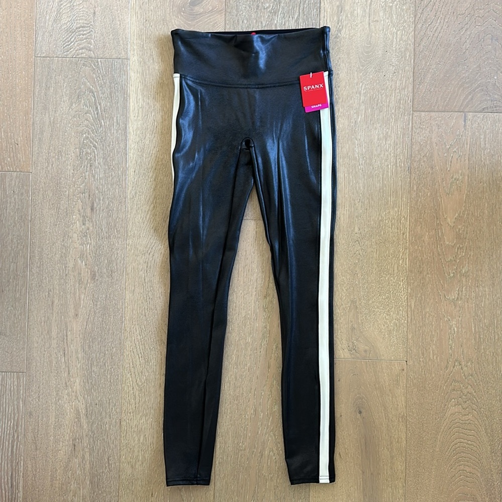 SPANX Faux Leather Side Stripe Leggings - Picture 8 of 12